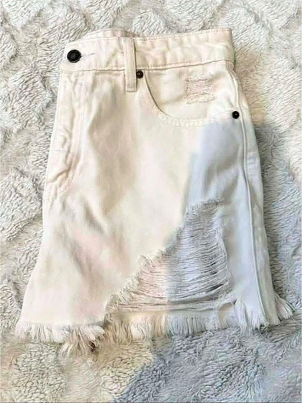 White Distressed Jean Shorts
